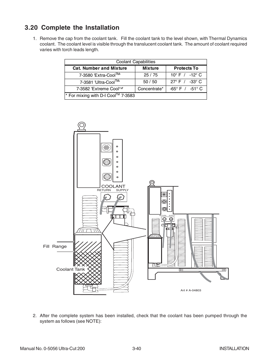 20 complete the installation, 20 complete the installation -40 | Tweco 200 Ultra-Cut User Manual | Page 64 / 152