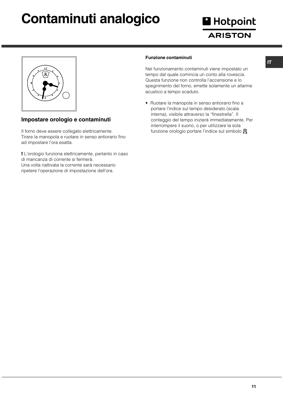Contaminuti analogico | Hotpoint Ariston CG 64 SG3 R/HA User Manual | Page 11 / 68