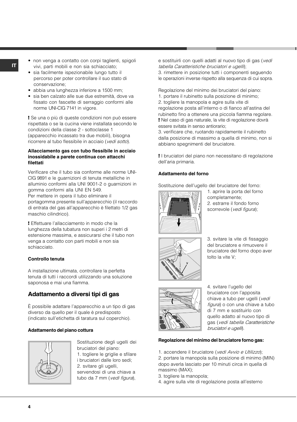 Adattamento a diversi tipi di gas | Hotpoint Ariston CG 64 SG3 R/HA User Manual | Page 4 / 68