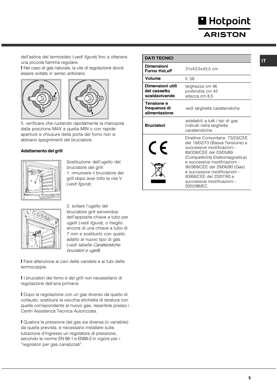 Hotpoint Ariston CG 64 SG3 R/HA User Manual | Page 5 / 68