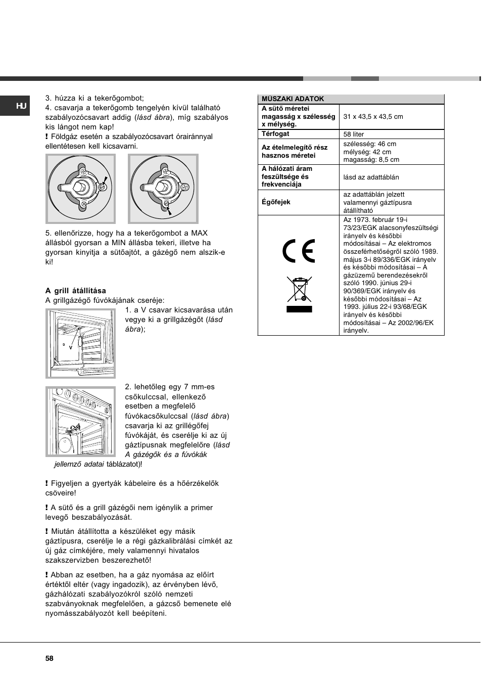 Hotpoint Ariston CG 64 SG3 R/HA User Manual | Page 58 / 68