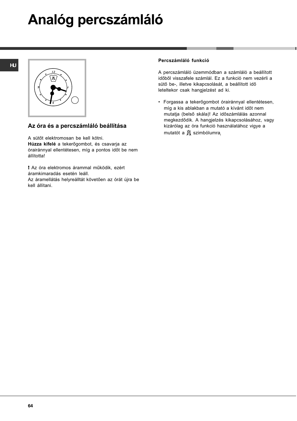 Analóg percszámláló | Hotpoint Ariston CG 64 SG3 R/HA User Manual | Page 64 / 68