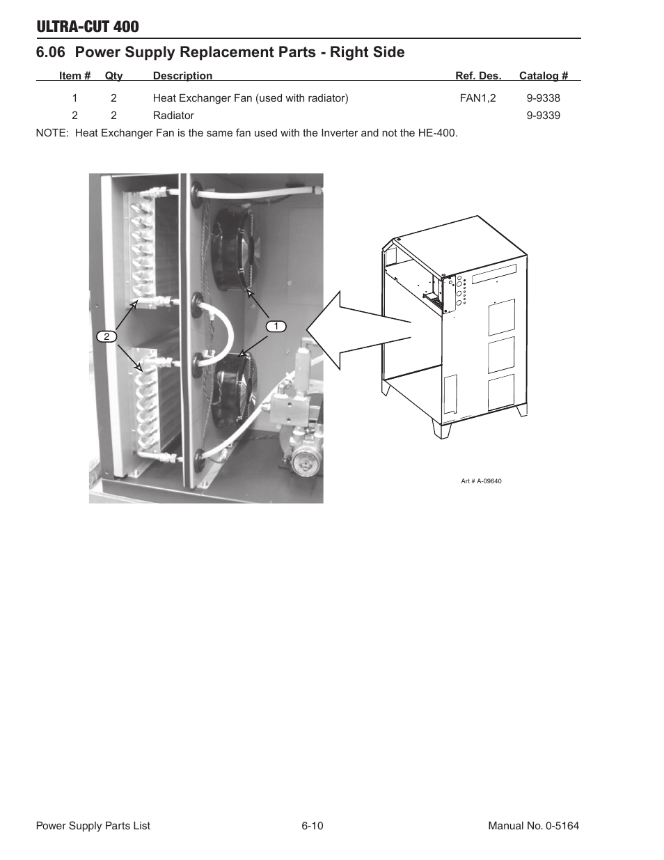 Ultra-cut 400, 06 power supply replacement parts - right side | Tweco 400 Ultra-Cut User Manual | Page 104 / 156