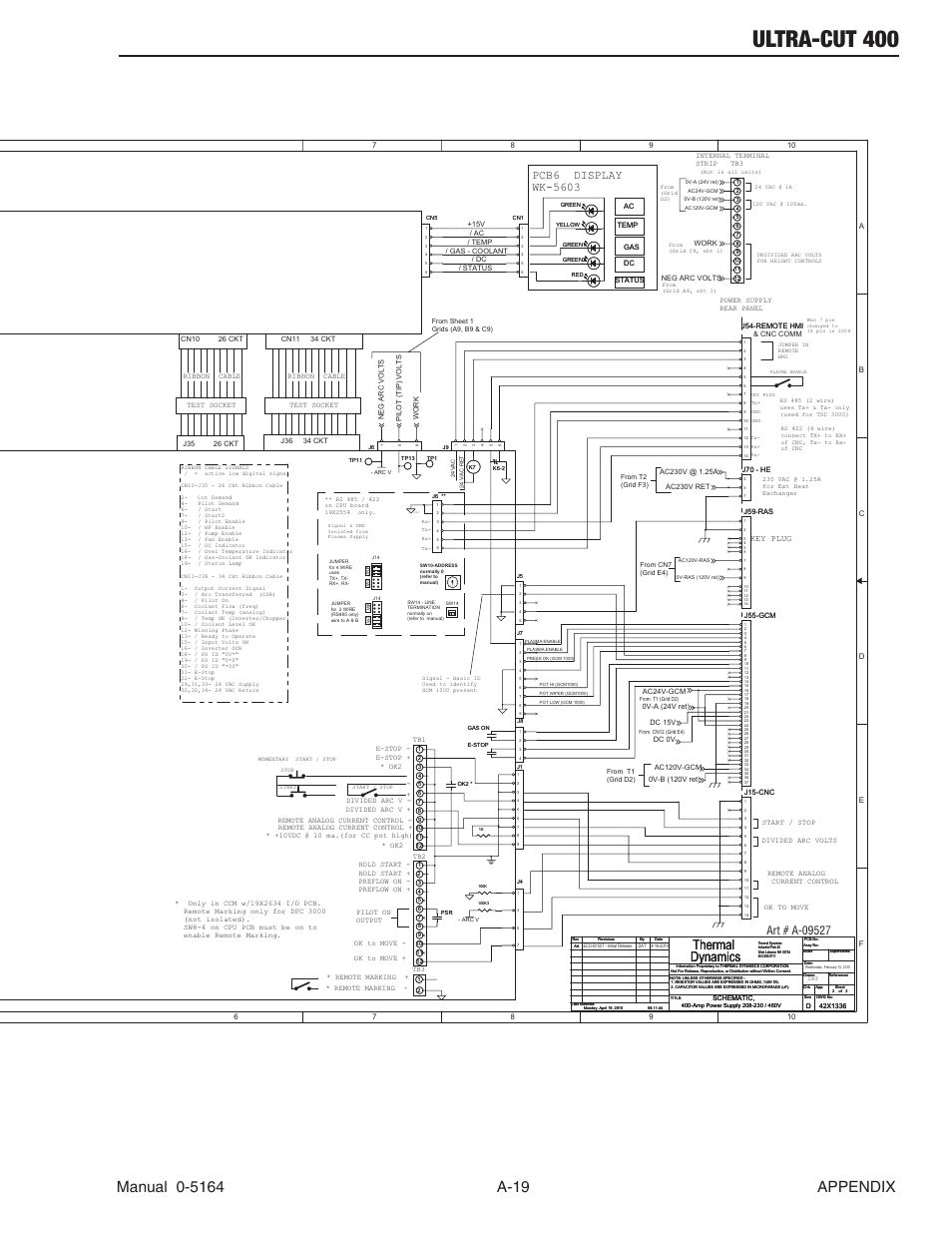 Ultra-cut 400, Thermal dynamics, Ccm module | I/o pcb cpu pcb | Tweco 400 Ultra-Cut User Manual | Page 145 / 156