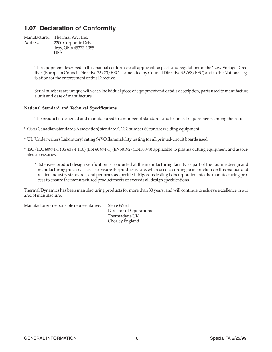 07 declaration of conformity | Tweco Weld Sequencer User Manual | Page 12 / 66