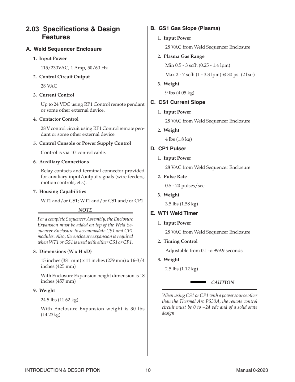03 specifications & design features | Tweco Weld Sequencer User Manual | Page 16 / 66