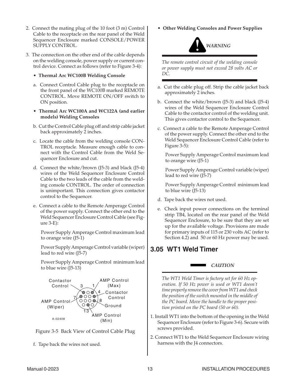 05 wt1 weld timer | Tweco Weld Sequencer User Manual | Page 19 / 66