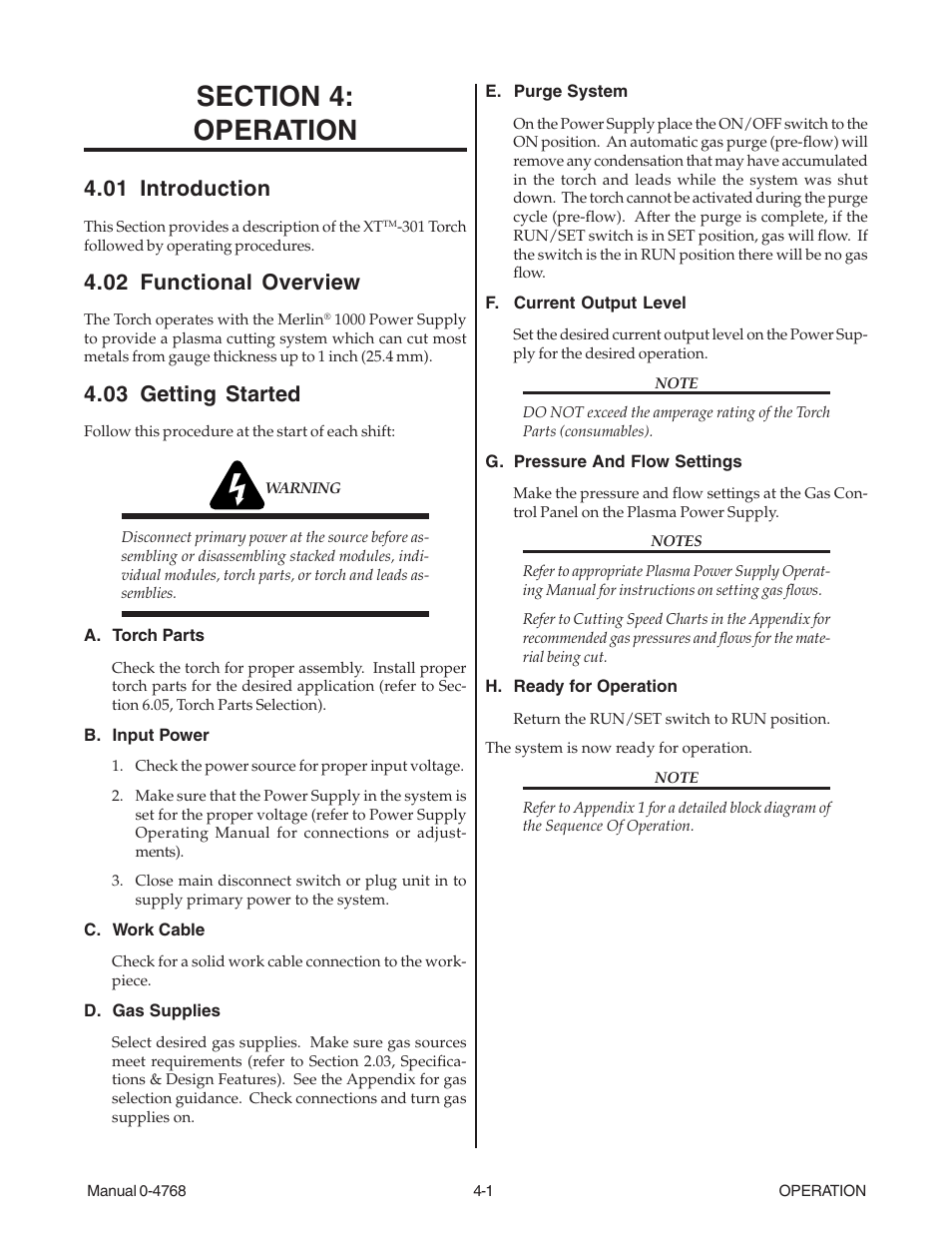 Section 4: operation, 01 introduction, 02 functional overview | 03 getting started | Tweco XTTM-301 User Manual | Page 39 / 92