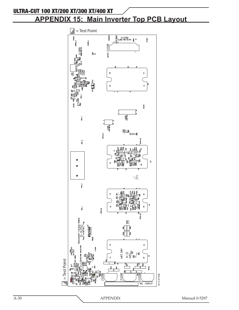 Appendix 15: main inverter top pcb layout | Tweco 400 Ultra-Cut XT Plasma Cutting System User Manual | Page 164 / 232