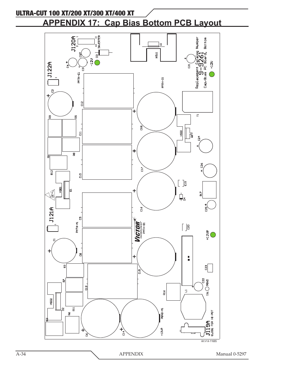 Appendix 17: cap bias bottom pcb layout | Tweco 400 Ultra-Cut XT Plasma Cutting System User Manual | Page 168 / 232