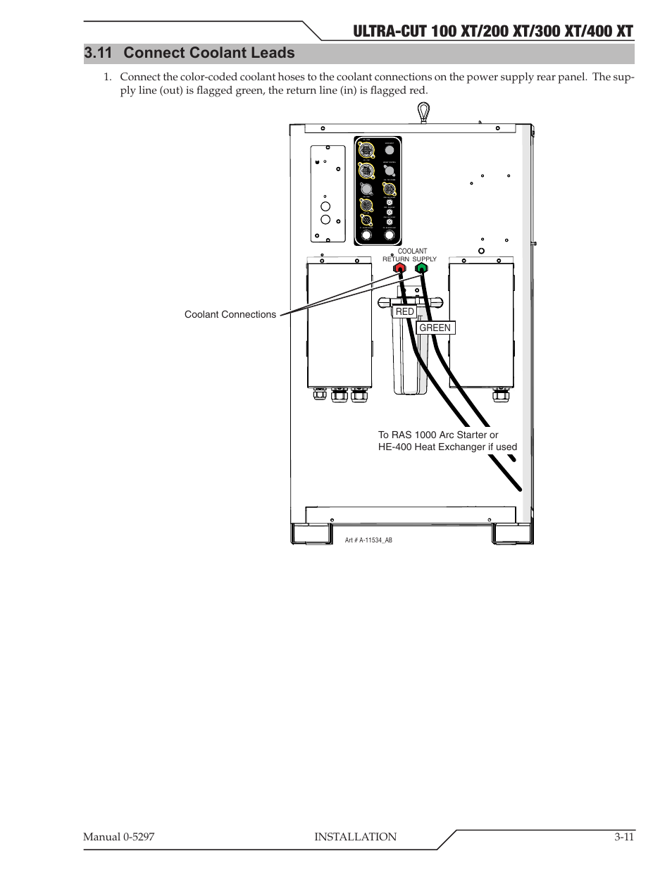 11 connect coolant leads | Tweco 400 Ultra-Cut XT Plasma Cutting System User Manual | Page 39 / 232