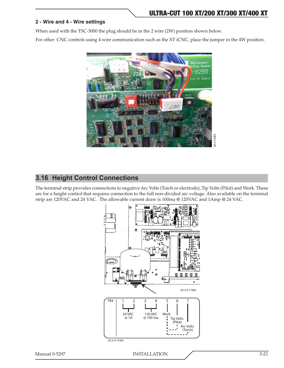 16 height control connections | Tweco 400 Ultra-Cut XT Plasma Cutting System User Manual | Page 49 / 232