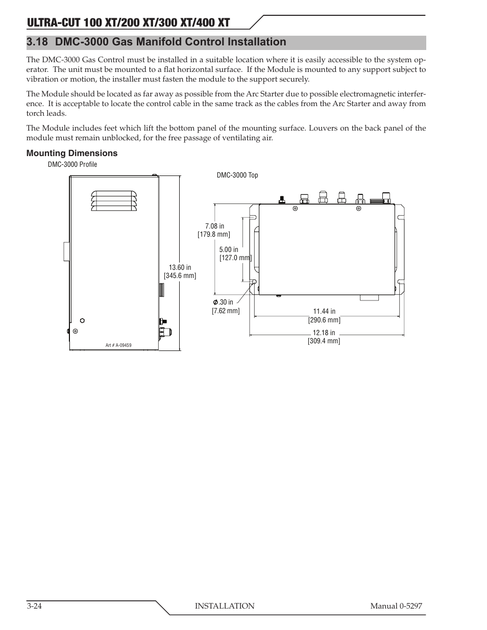 18 dmc-3000 gas manifold control installation | Tweco 400 Ultra-Cut XT Plasma Cutting System User Manual | Page 52 / 232