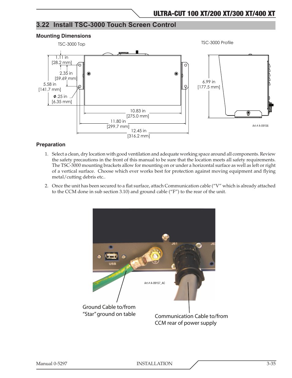 22 install tsc-3000 touch screen control | Tweco 400 Ultra-Cut XT Plasma Cutting System User Manual | Page 63 / 232