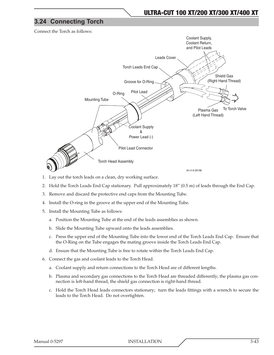 24 connecting torch | Tweco 400 Ultra-Cut XT Plasma Cutting System User Manual | Page 71 / 232