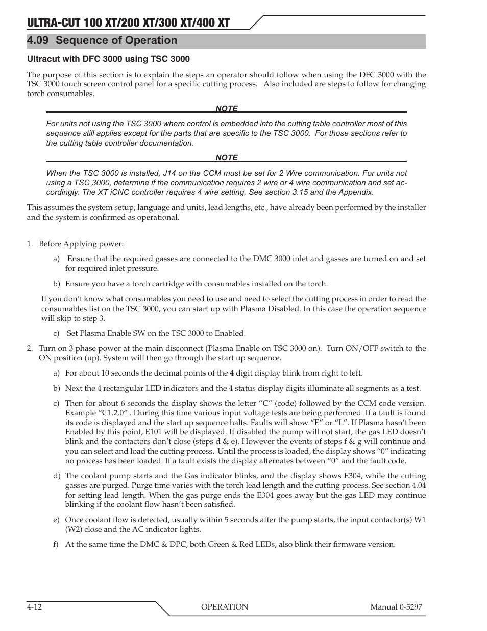 09 sequence of operation | Tweco 400 Ultra-Cut XT Plasma Cutting System User Manual | Page 90 / 232