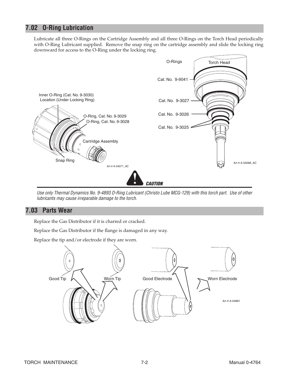 02 o-ring lubrication, 03 parts wear, O-ring lubrication -2 | Parts wear -2 | Tweco 100 Auto-Cut User Manual | Page 102 / 148