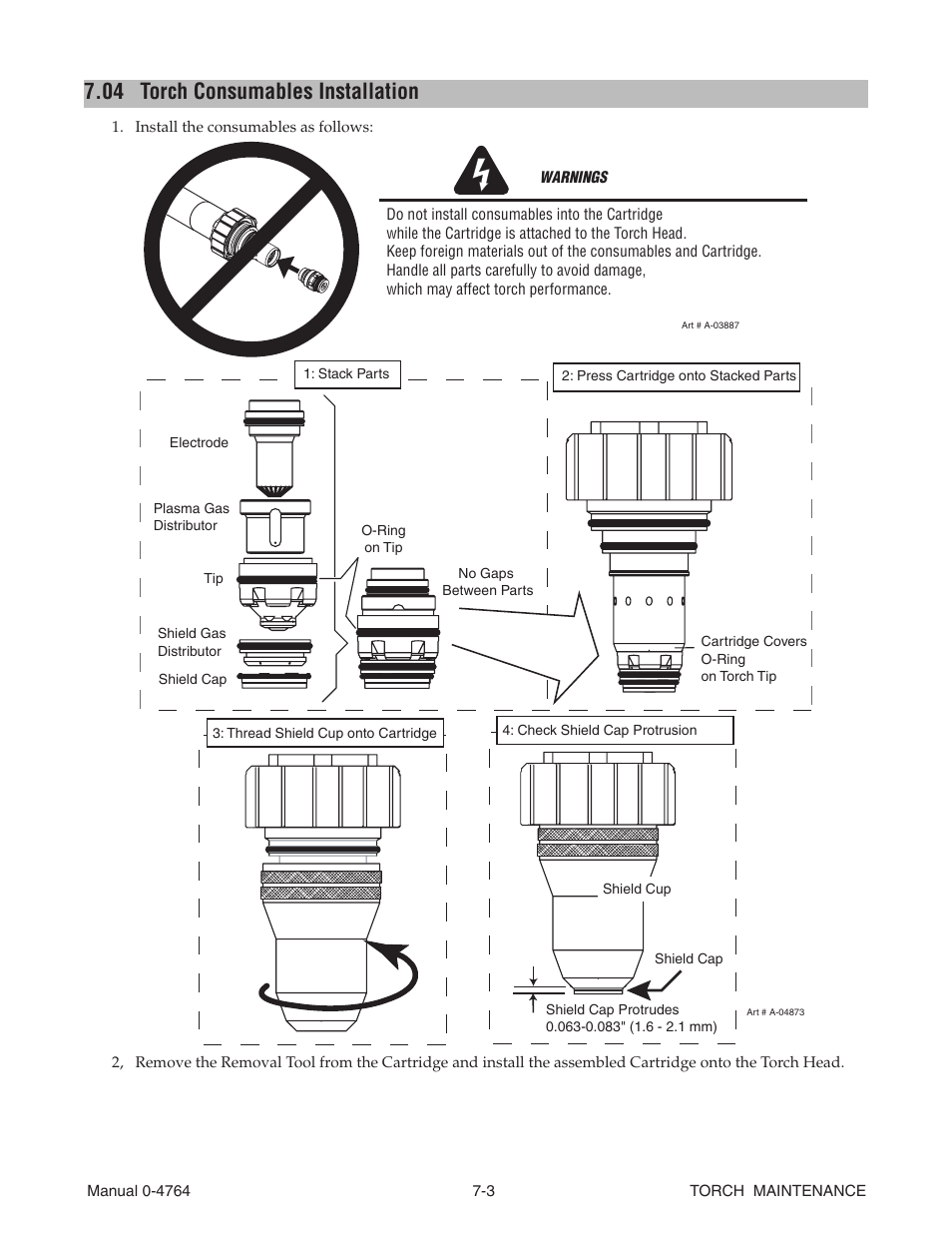 04 torch consumables installation, Torch consumables installation -3 | Tweco 100 Auto-Cut User Manual | Page 103 / 148