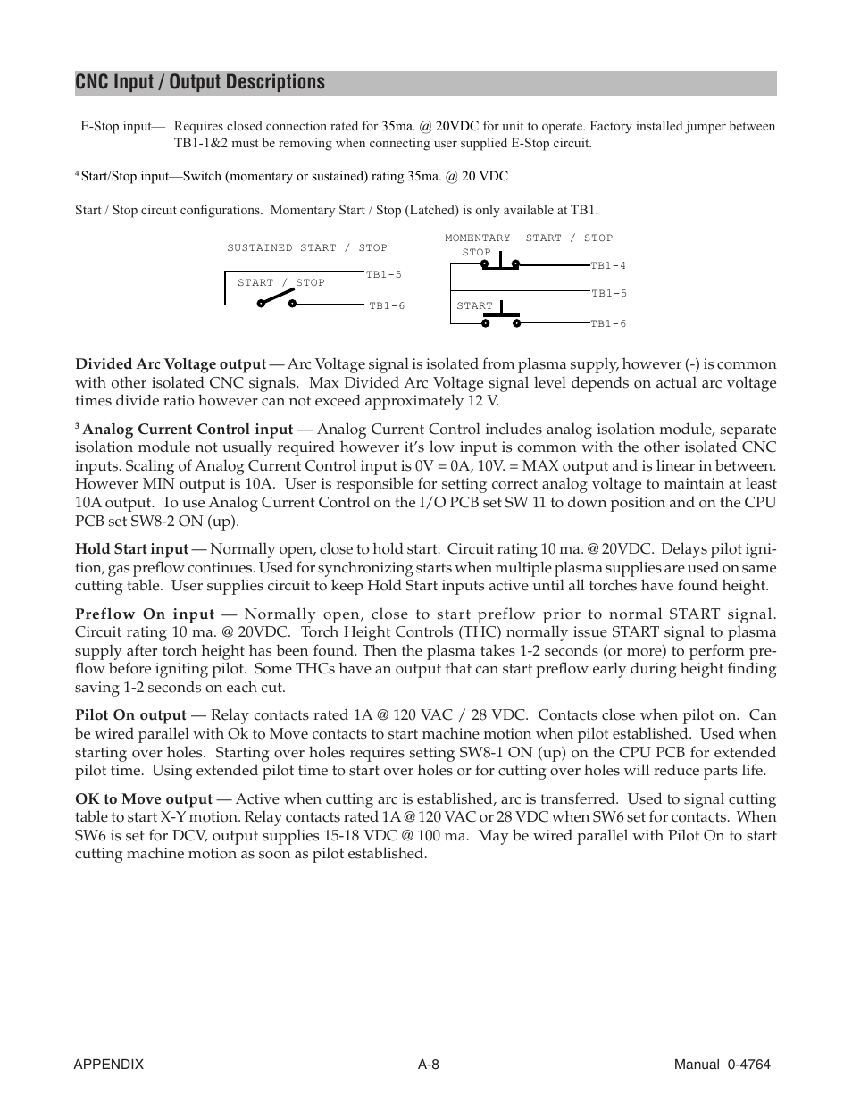 Cnc input / output descriptions | Tweco 100 Auto-Cut User Manual | Page 116 / 148