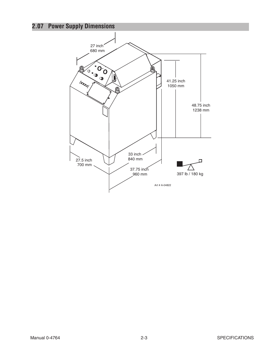 07 power supply dimensions, Power supply dimensions -3 | Tweco 100 Auto-Cut User Manual | Page 29 / 148