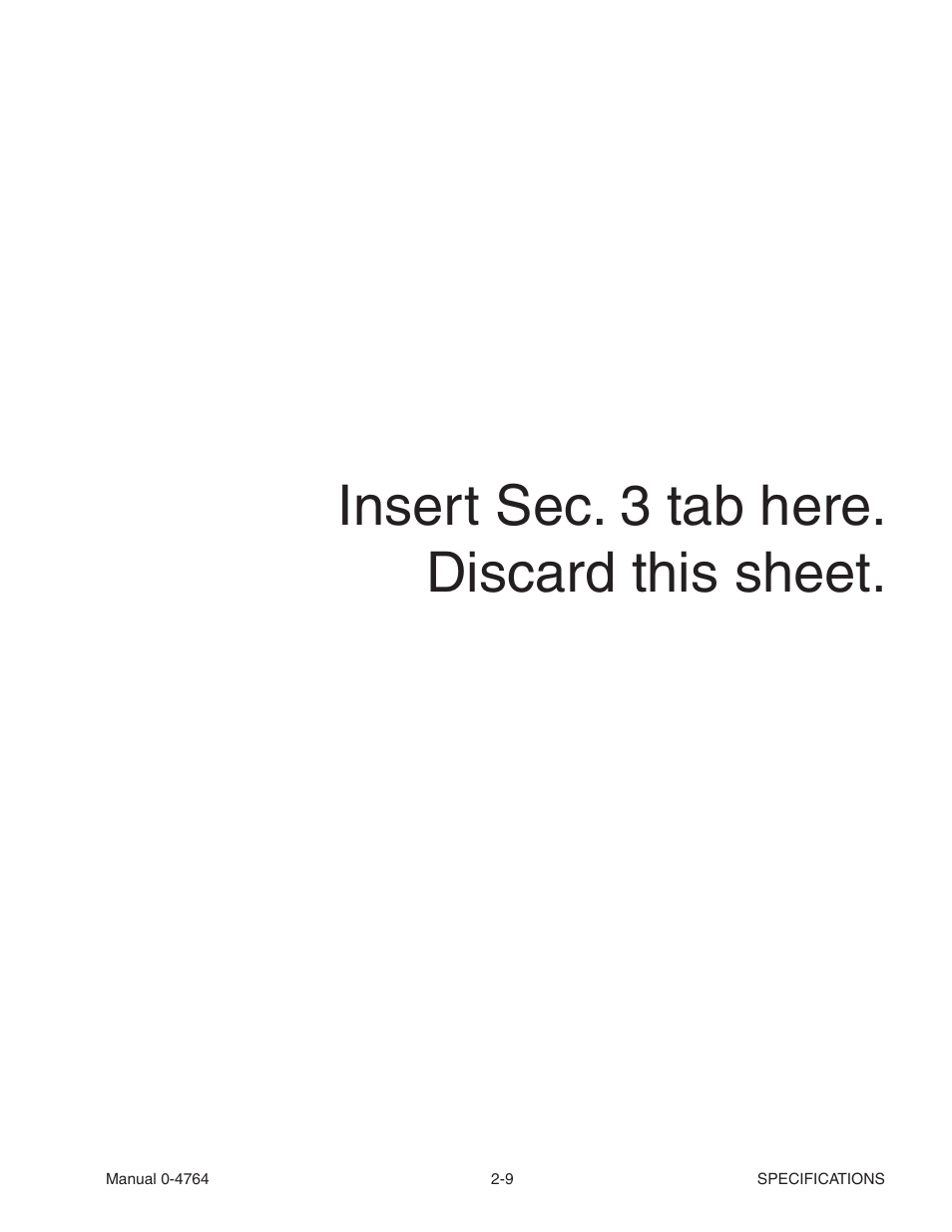 Insert sec. 3 tab here. discard this sheet | Tweco 100 Auto-Cut User Manual | Page 35 / 148