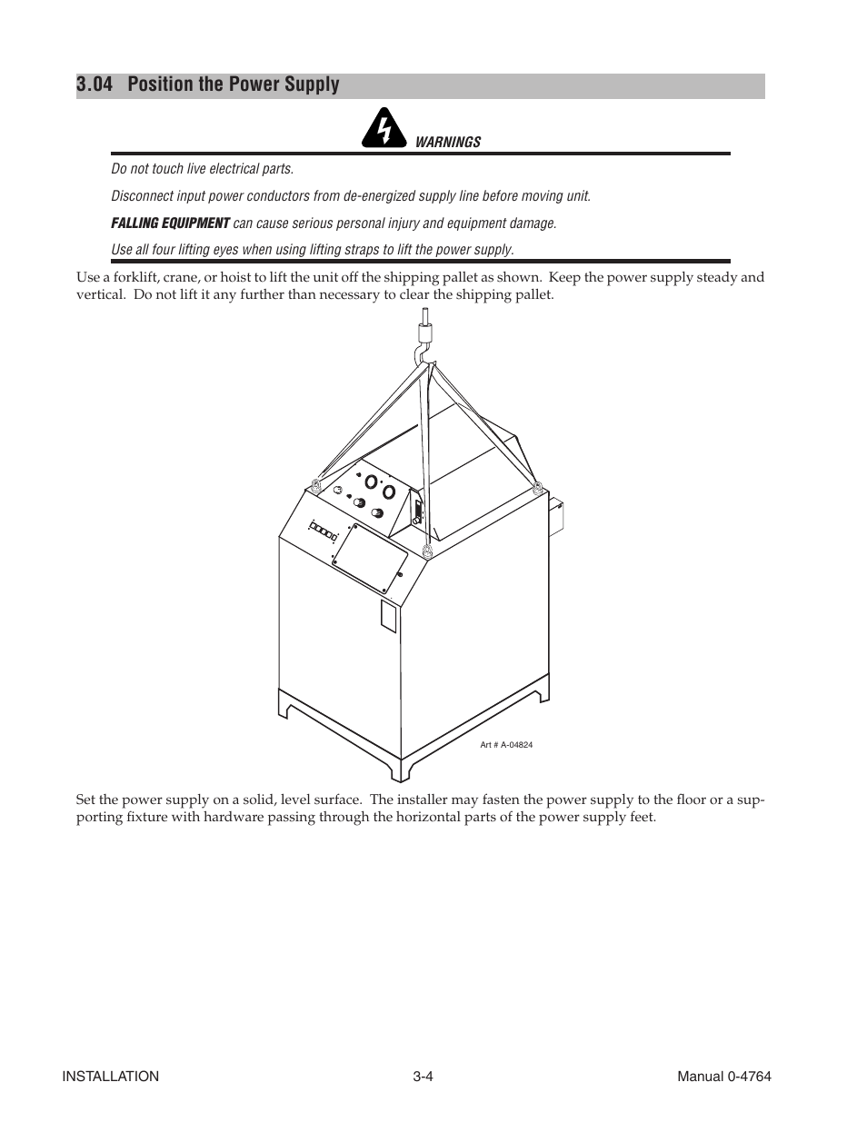 04 position the power supply, Position the power supply -4 | Tweco 100 Auto-Cut User Manual | Page 40 / 148