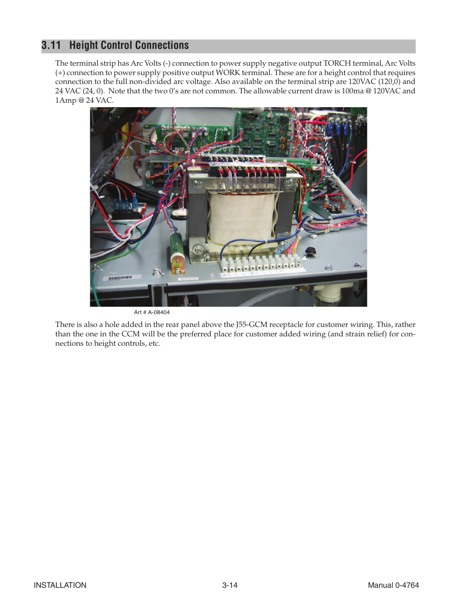 11 height control connections, Height control connections -14 | Tweco 100 Auto-Cut User Manual | Page 50 / 148