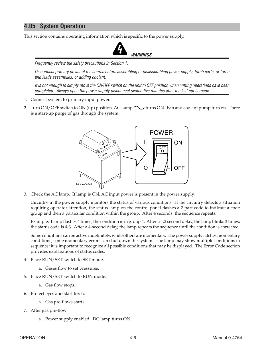 05 system operation, System operation -6, Power | Tweco 100 Auto-Cut User Manual | Page 66 / 148