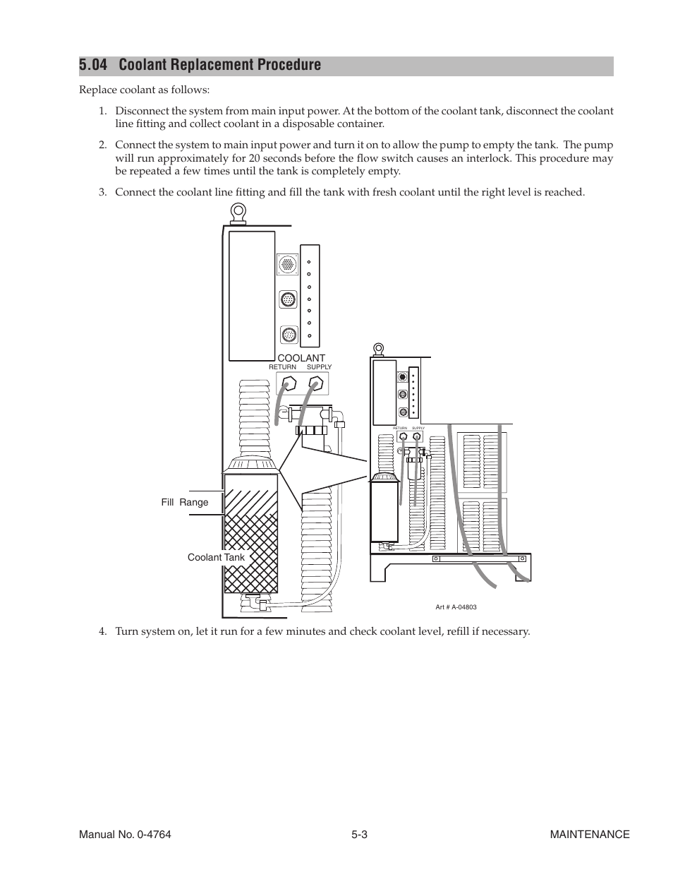 04 coolant replacement procedure, Coolant replacement procedure -3 | Tweco 100 Auto-Cut User Manual | Page 75 / 148
