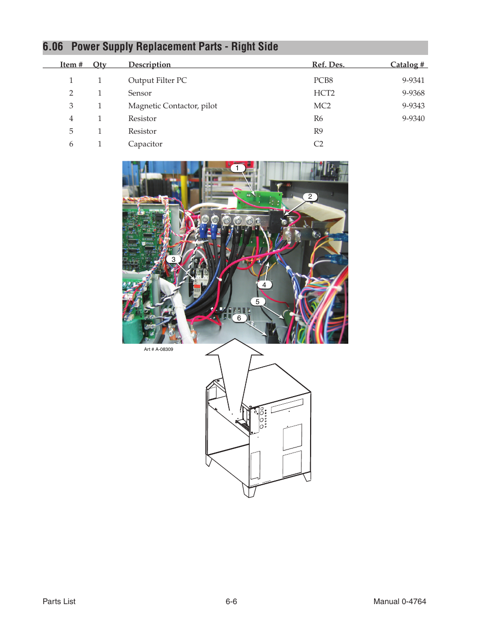 06 power supply replacement parts - right side, Power supply replacement parts - right side -6 | Tweco 100 Auto-Cut User Manual | Page 86 / 148