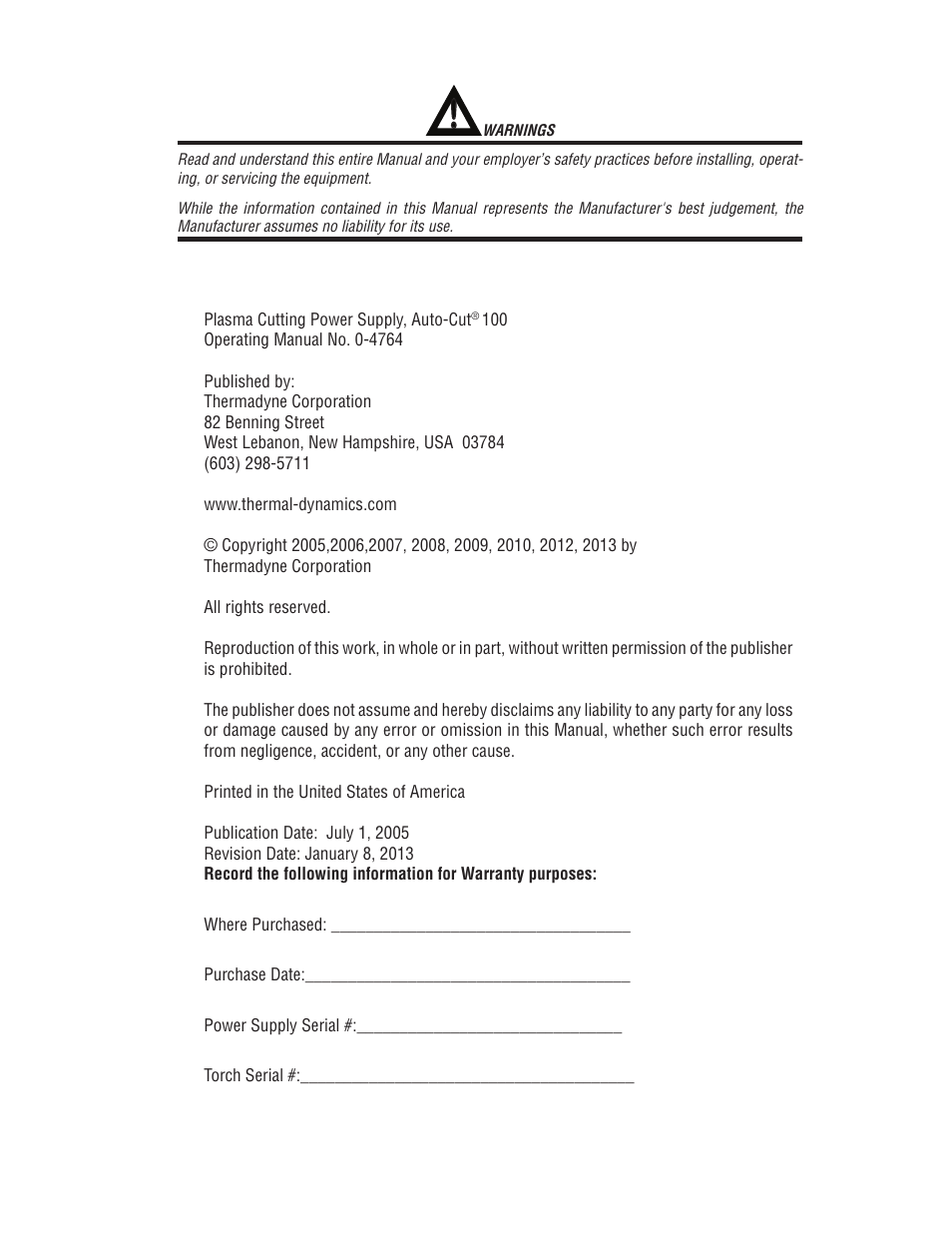 Tweco 100 Auto-Cut User Manual | Page 9 / 148