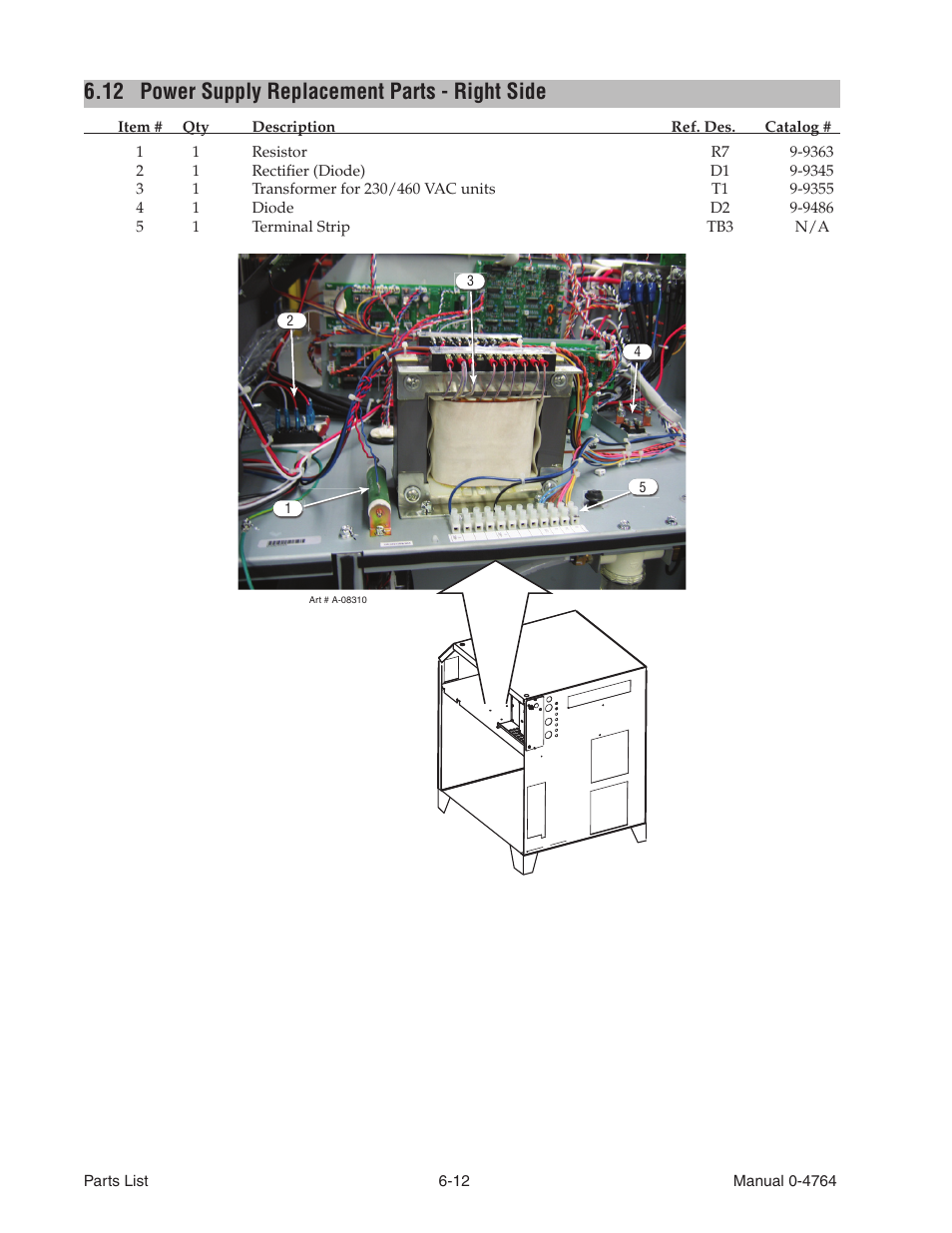 12 power supply replacement parts - right side, Power supply replacement parts - right side -12 | Tweco 100 Auto-Cut User Manual | Page 92 / 148