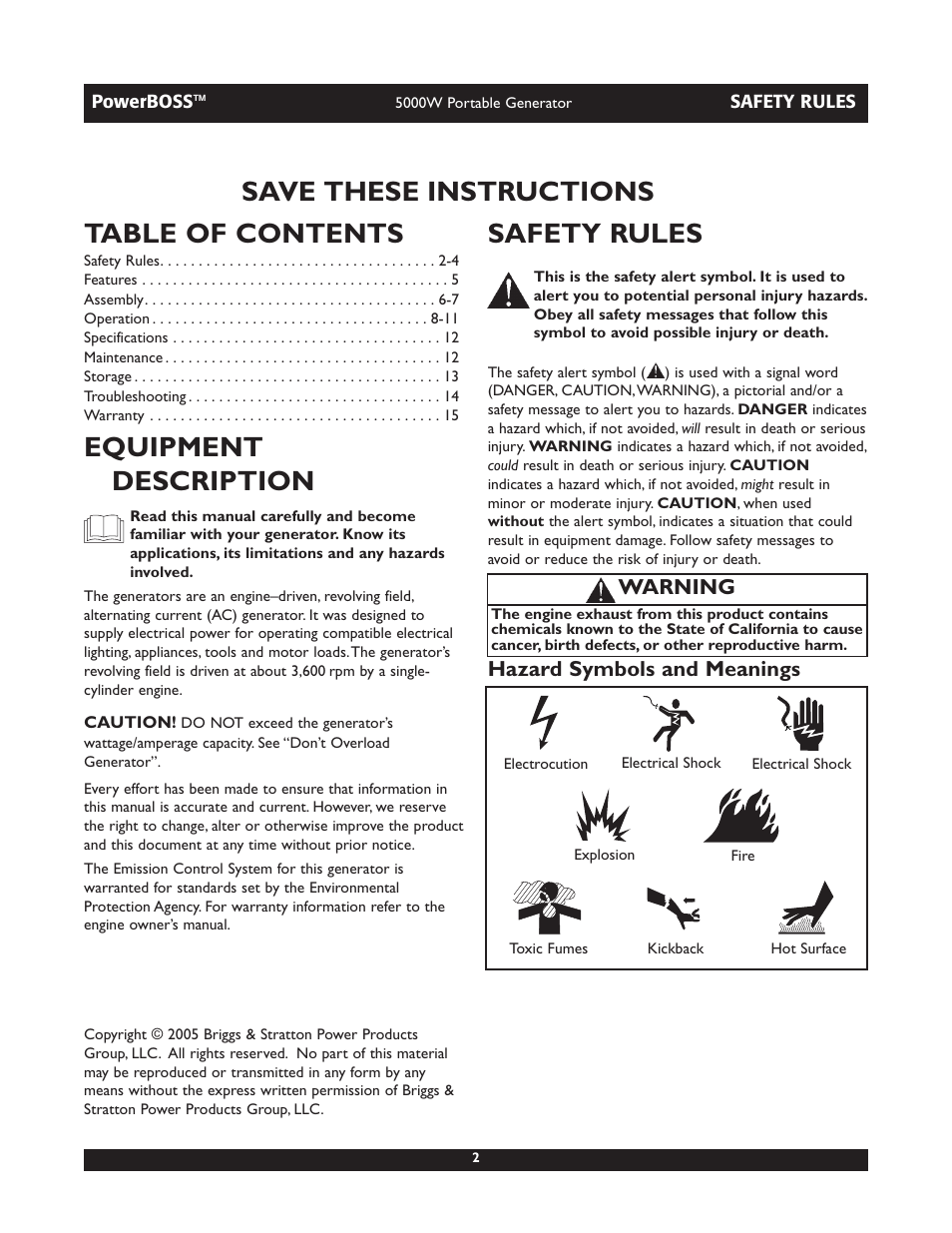 Briggs & Stratton 030222 User Manual | Page 2 / 28