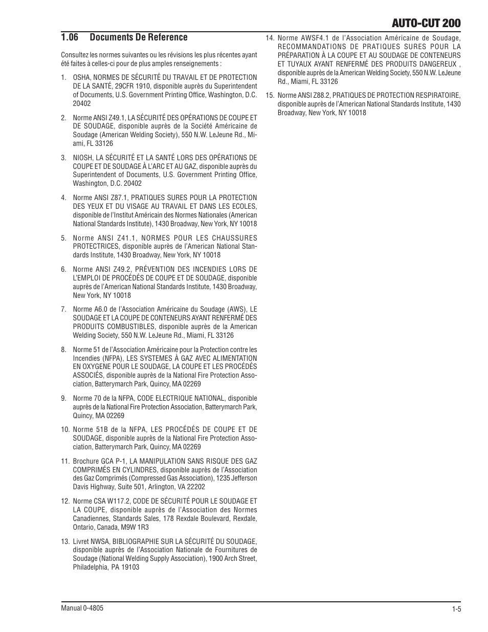 06 documents de reference, 06 documents de reference -5, Auto-cut 200 | Tweco 200 Auto-Cut User Manual | Page 13 / 136