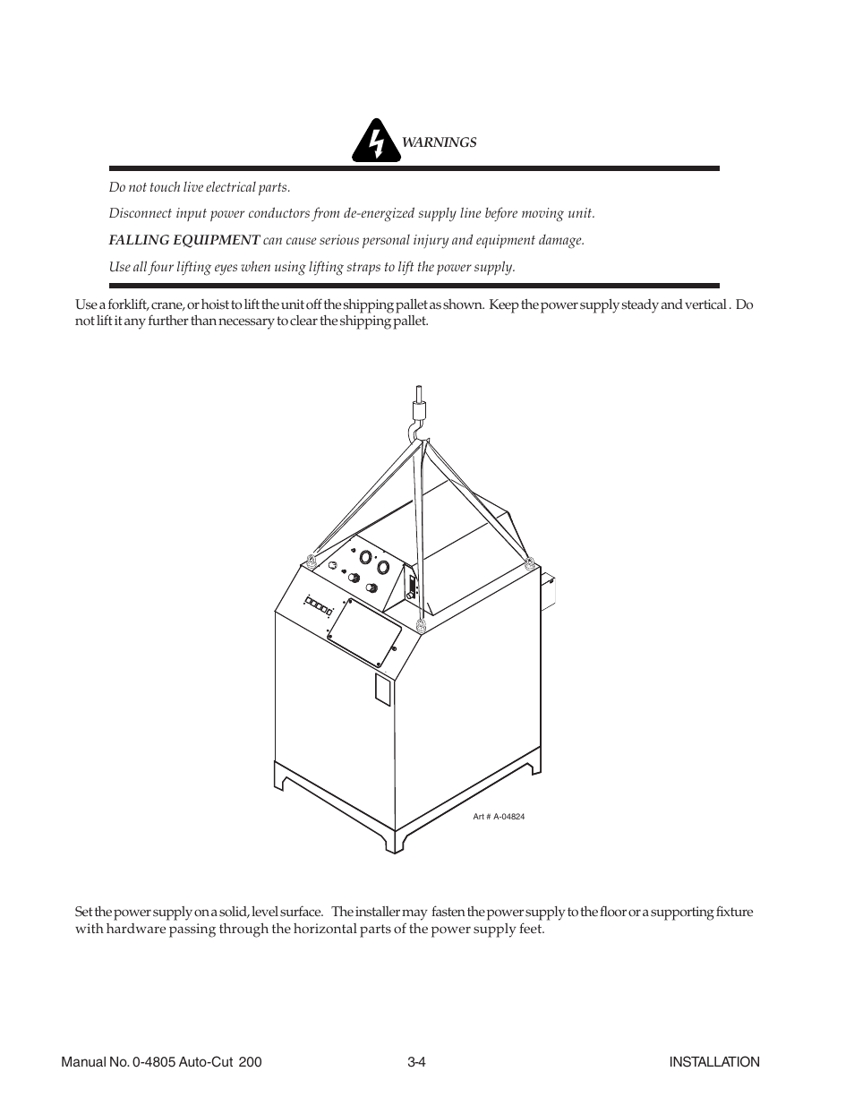 04 position the power supply, 04 position the power supply -4 | Tweco 200 Auto-Cut User Manual | Page 28 / 136