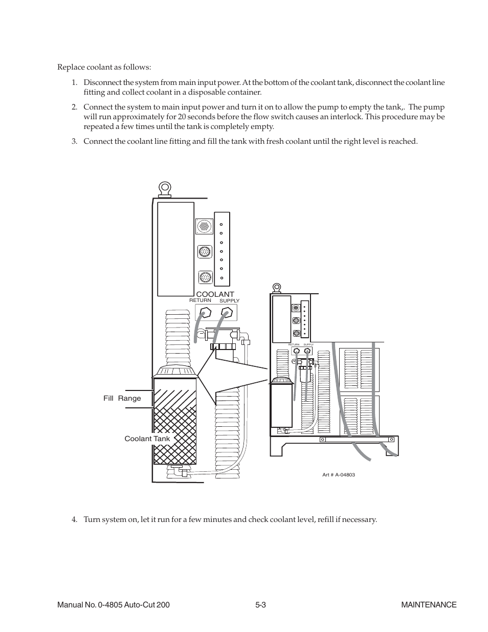 04 coolant replacement procedure, 04 coolant replacement procedure -3 | Tweco 200 Auto-Cut User Manual | Page 67 / 136