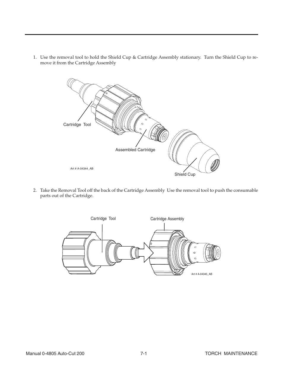 Section 7: torch maintenance, 01 consumable removal, Section 7: torch maintenance -1 | 01 consumable removal -1 | Tweco 200 Auto-Cut User Manual | Page 91 / 136