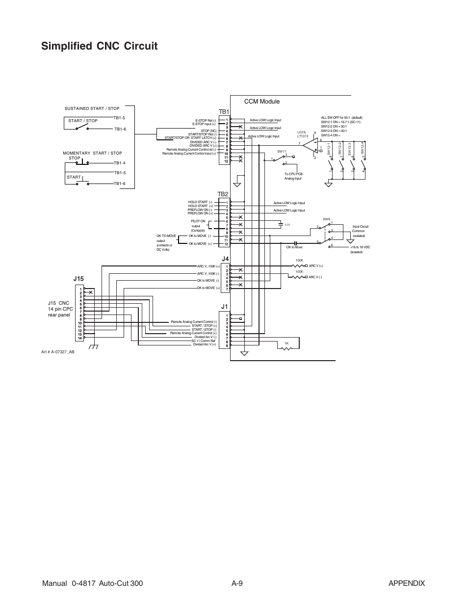 Simplified cnc circuit, Ccm module | Tweco 300 Auto-Cut User Manual | Page 129 / 164