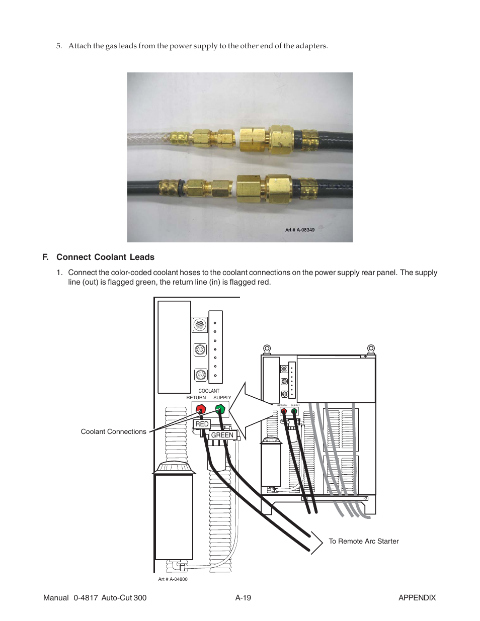 F. connect coolant leads | Tweco 300 Auto-Cut User Manual | Page 139 / 164