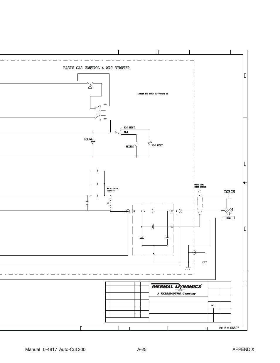 Basic gas control & arc starter, Basic gas control & arc starter torch torch, Schematic | Power supply | Tweco 300 Auto-Cut User Manual | Page 145 / 164