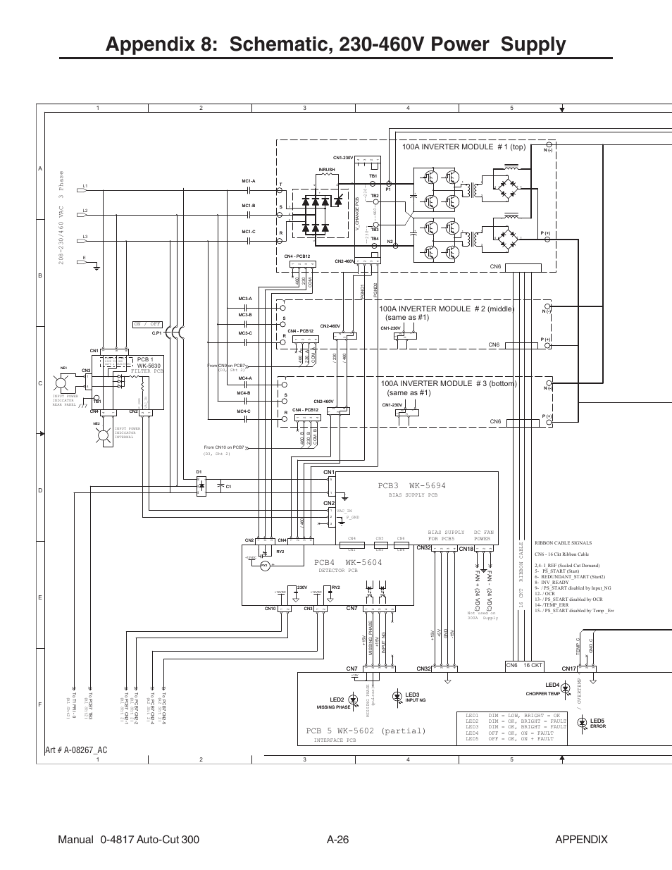 Appendix 8: schematic, 230-460v power supply, 100a inverter module # 1 (top) | Tweco 300 Auto-Cut User Manual | Page 146 / 164