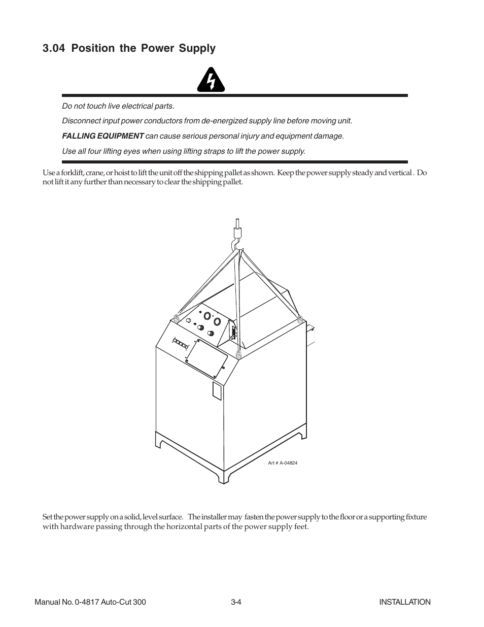 04 position the power supply, 04 position the power supply -4 | Tweco 300 Auto-Cut User Manual | Page 42 / 164