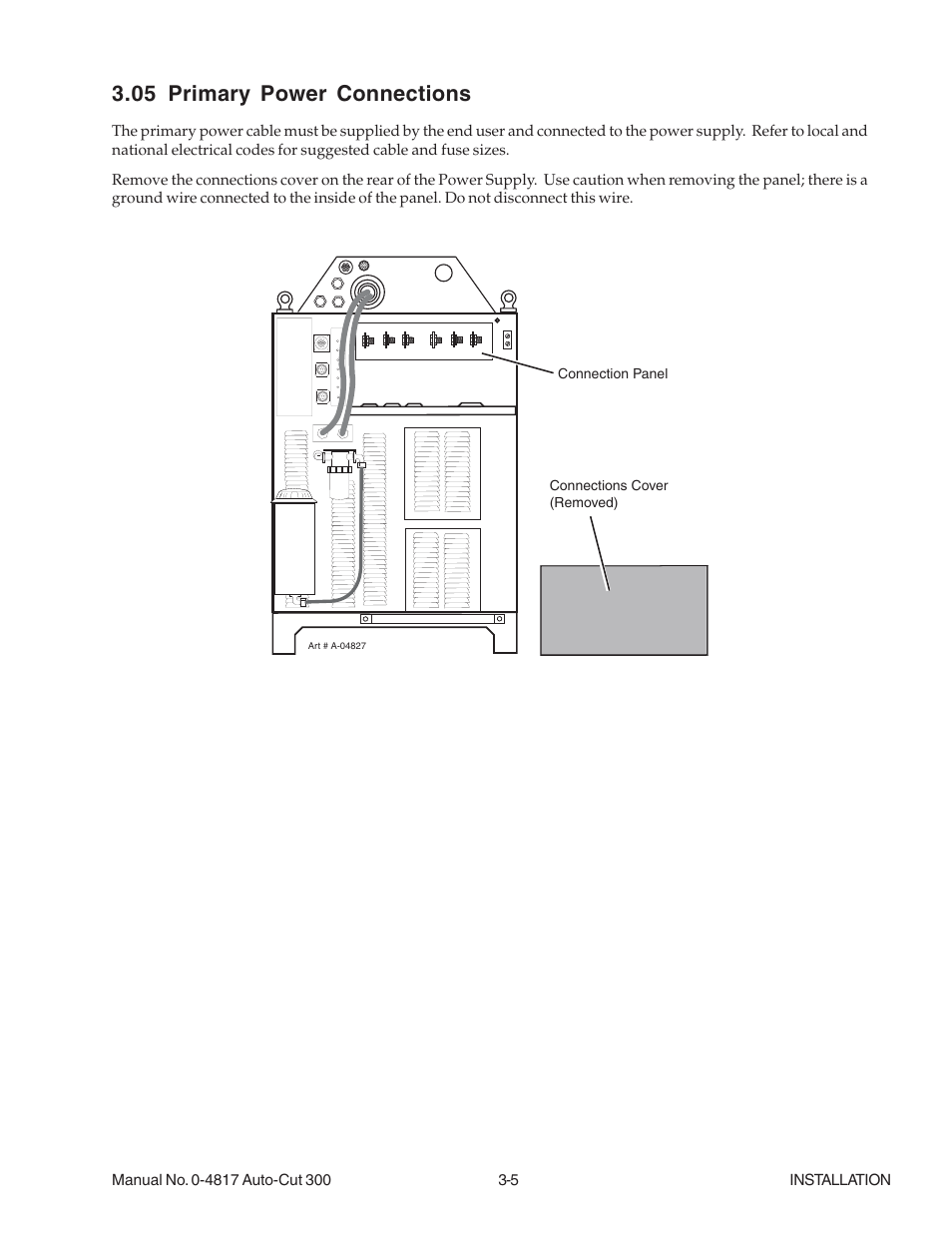 05 primary power connections, 05 primary power connections -5 | Tweco 300 Auto-Cut User Manual | Page 43 / 164