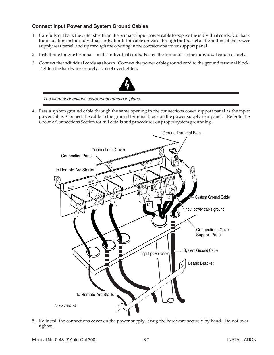 Connect input power and system ground cables | Tweco 300 Auto-Cut User Manual | Page 45 / 164