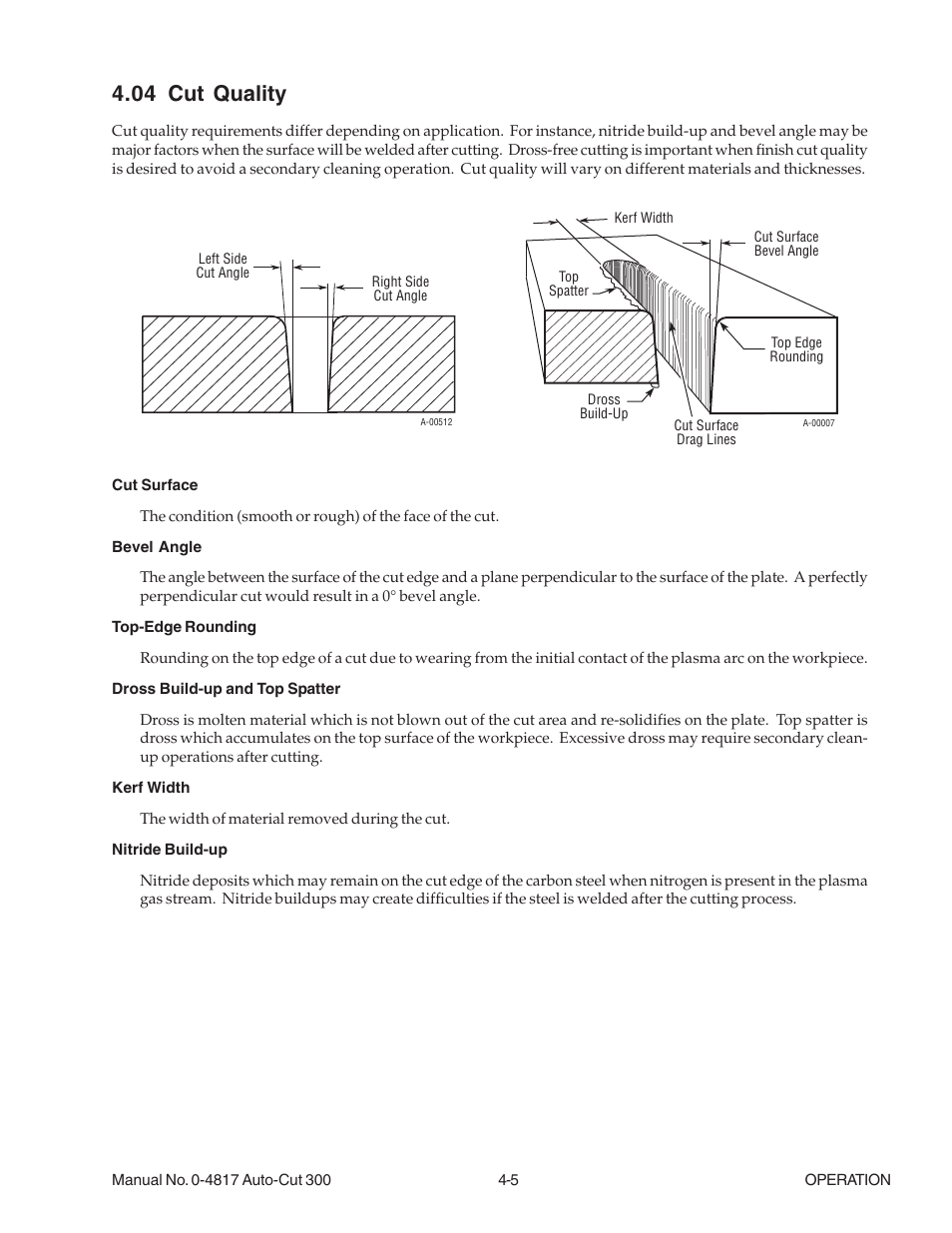 04 cut quality, 04 cut quality -5 | Tweco 300 Auto-Cut User Manual | Page 73 / 164