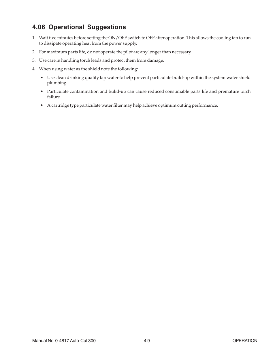 06 operational suggestions, 06 operational suggestions -9 | Tweco 300 Auto-Cut User Manual | Page 77 / 164