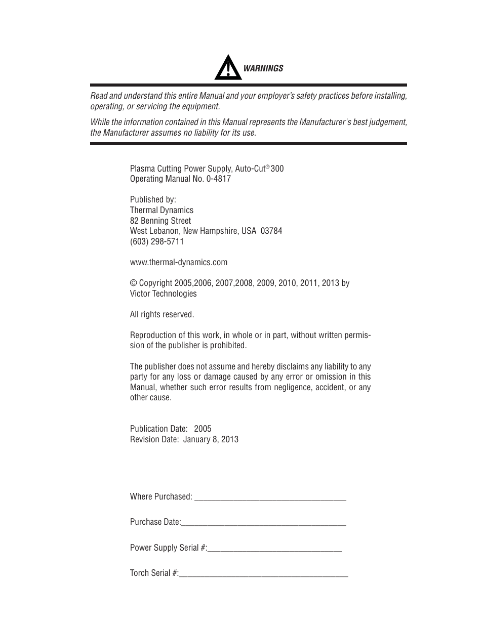 Tweco 300 Auto-Cut User Manual | Page 9 / 164