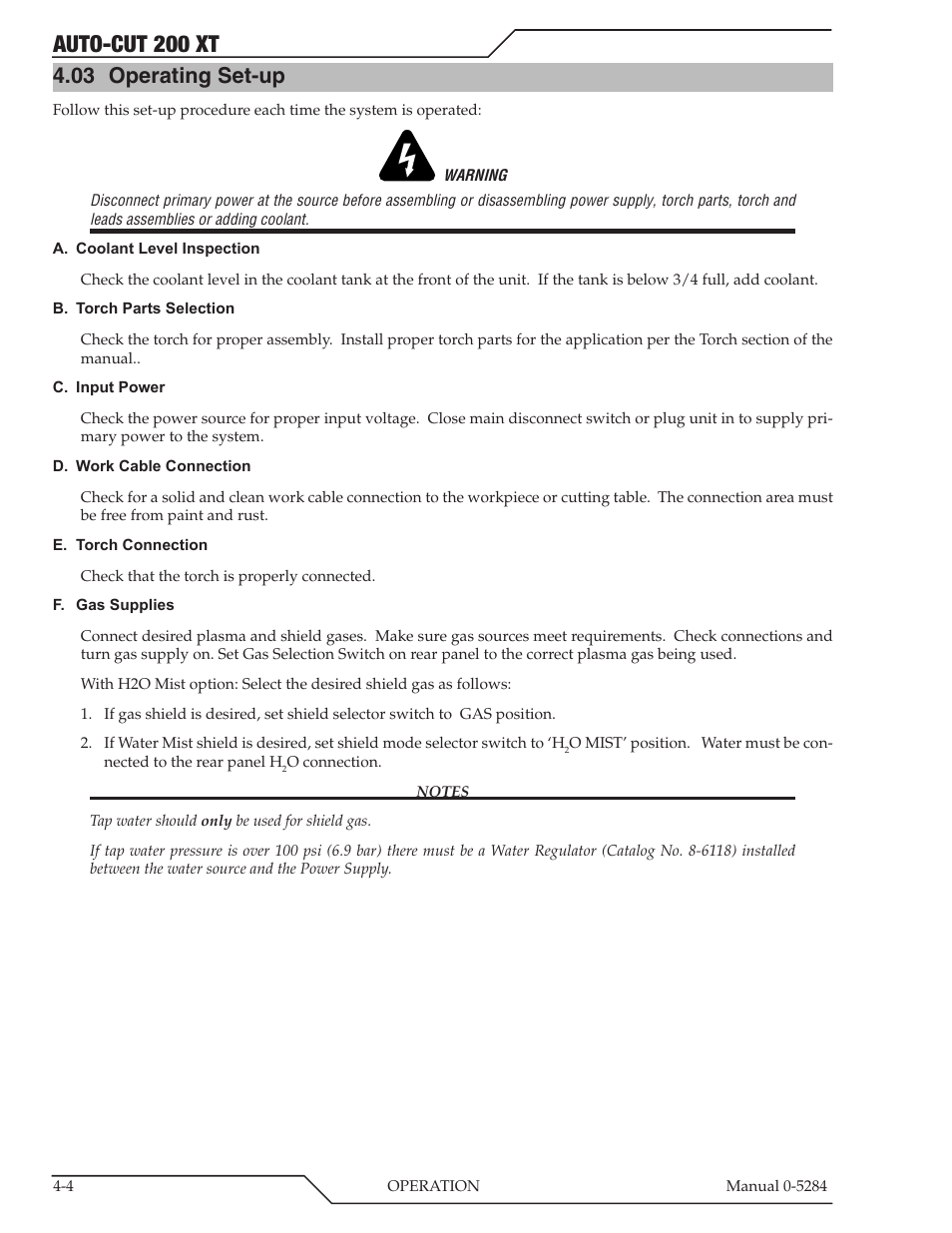 03 operating set-up, Operating set-up -4, Auto-cut 200 xt | Tweco 200 XT Auto-Cut 400V User Manual | Page 50 / 160