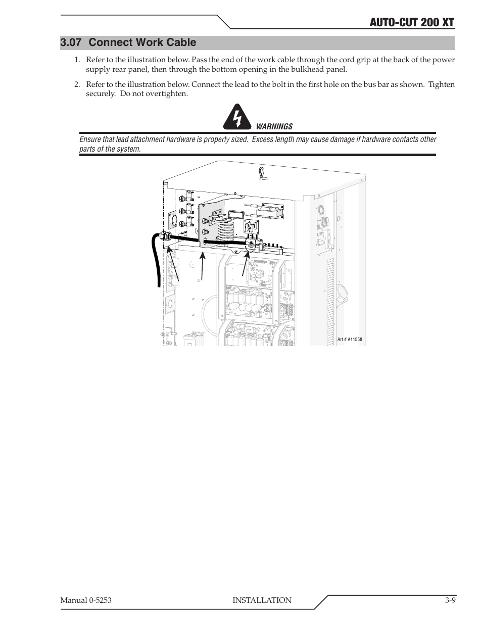 07 connect work cable, Connect work cable -9, Auto-cut 200 xt | Tweco 200 XT Auto-Cut 380V User Manual | Page 33 / 166