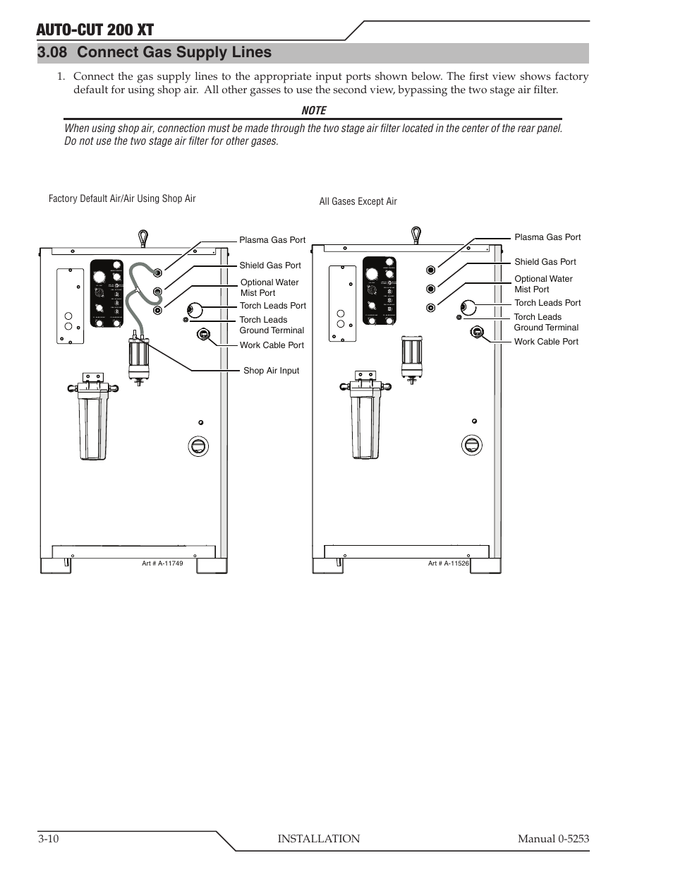 08 connect gas supply lines, Connect gas supply lines -10, Auto-cut 200 xt | Tweco 200 XT Auto-Cut 380V User Manual | Page 34 / 166